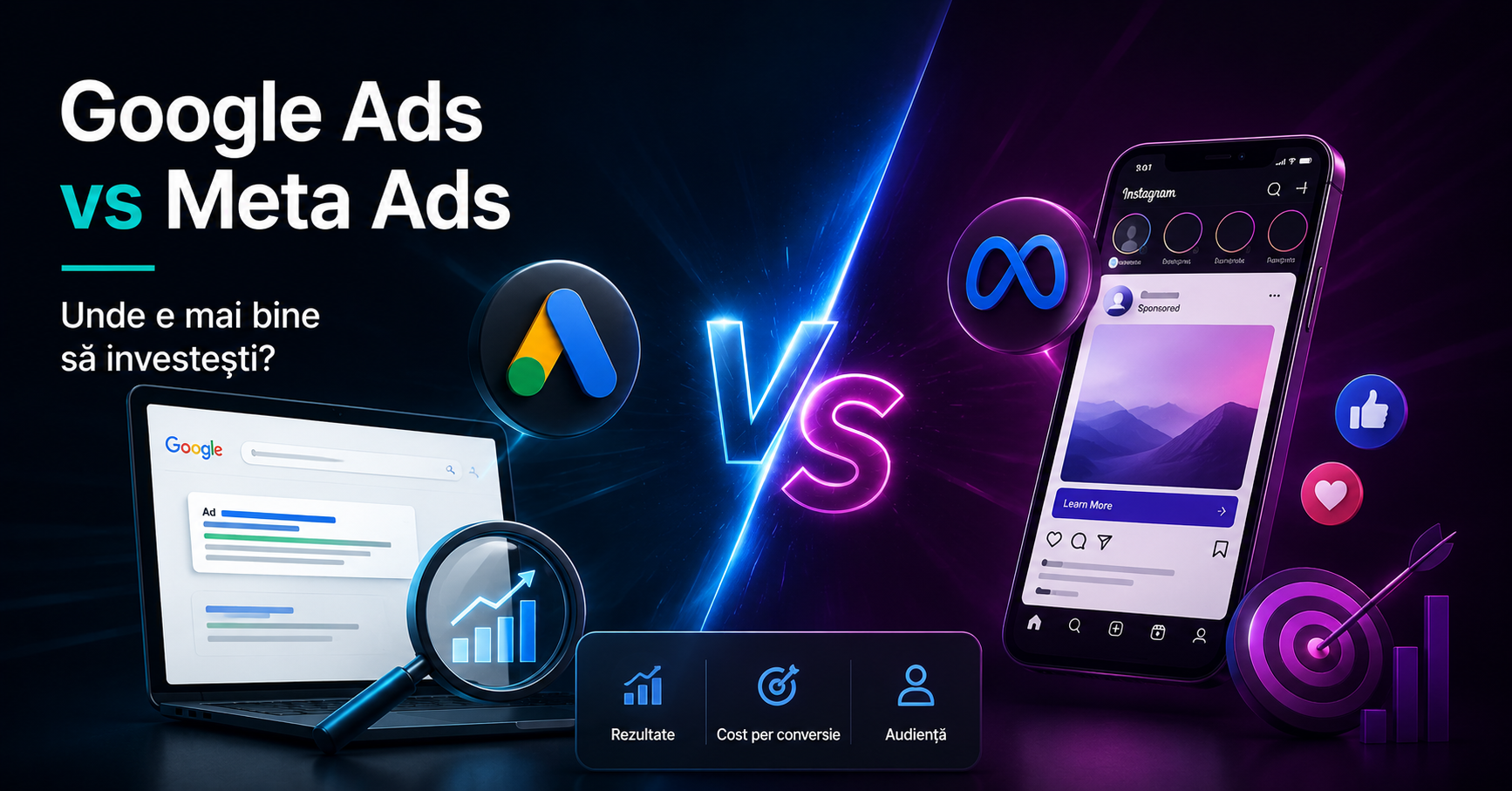Google Ads vs Meta Ads unde e mai bine să investești